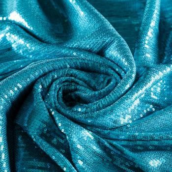 Ткань с пайетками 055-03036 голубой однотонный
