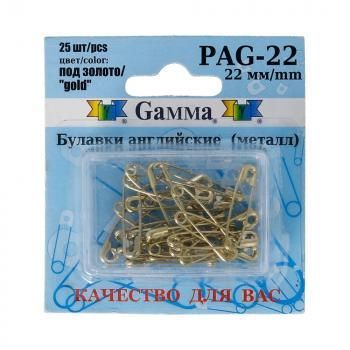 Булавки английские Gamma 22 мм 25 шт PAG-22 золото
