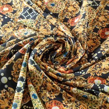 Креп-шифон 027-08364 черный принтованный