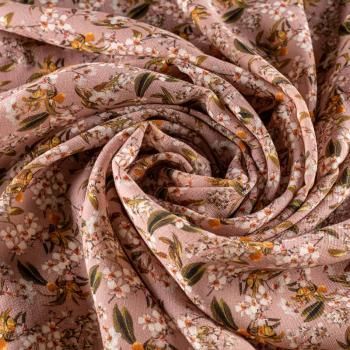 Шелк-шерсть натуральный К36-118 старо-розовый принтованный