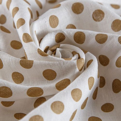 Лен-вискоза 035-14430 молочный принтованный