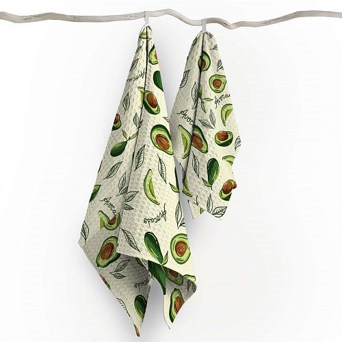 Полотно вафельное 007-13889 разбеленный желтый принтованный