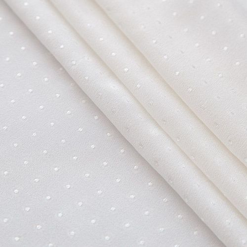 Шифон шелковый 068-16353 молочный жаккардовый