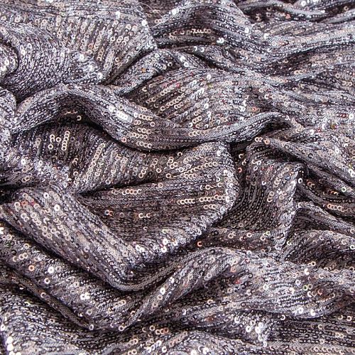 Пайетки на сетке 055-13659 темное серебро