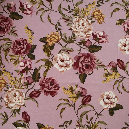 Штапель 069-12200 пудрово-розовый принтованный