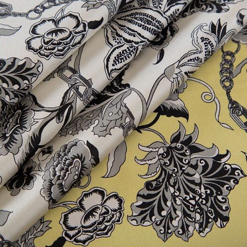 Твил-шелк 064-19627 желтый мел принтованный