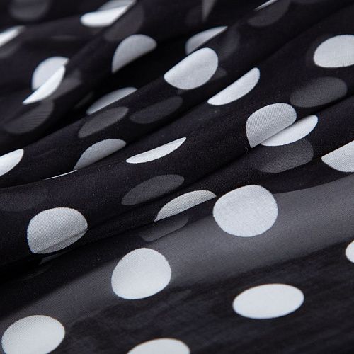 Шифон шелковый 068-20079 черный принтованный