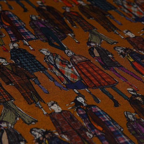 Джерси 014-15095 рыже-коричневый принтованный