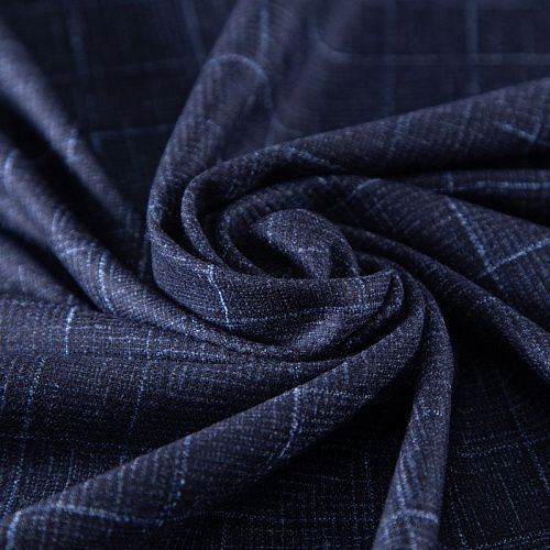 Шерсть костюмная 025-19979 серо-синий клетка