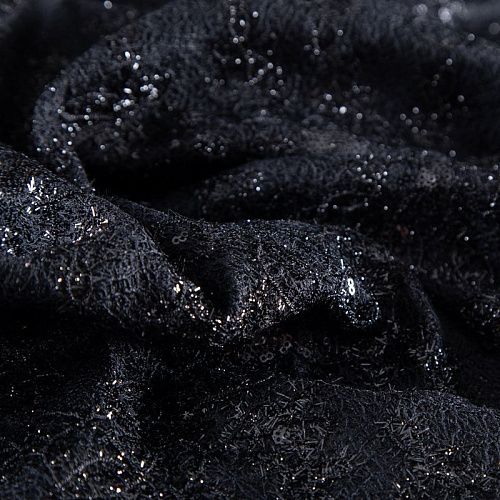 Трикотаж вязаный с вышивкой и пайетками 056-20760 черный