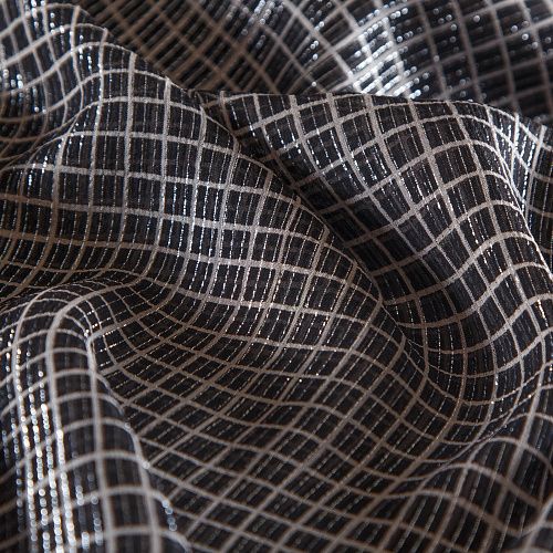 Шифон шелковый с люрексом 068-09872 черный