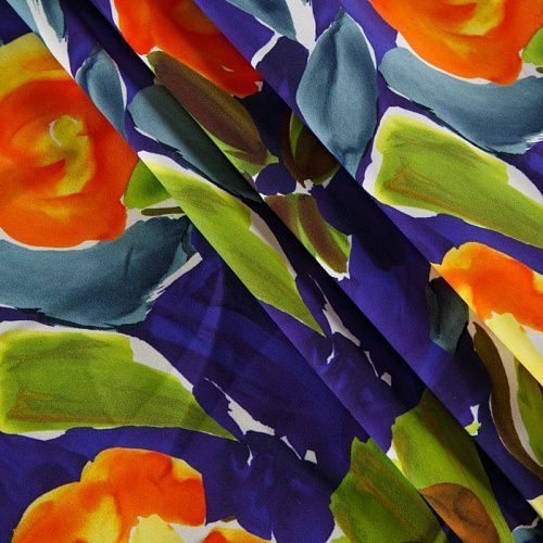 Лайкра 005-12427 фиолетово-синий принтованный