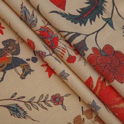 Шерсть плательная 066-14807 светло-бежевый принтованный