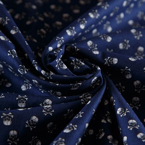 Поплин 063-16605 темно-синий принтованный