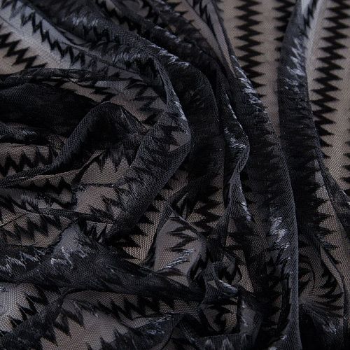 Сетка трикотажная 050-09331 зигзаг черный