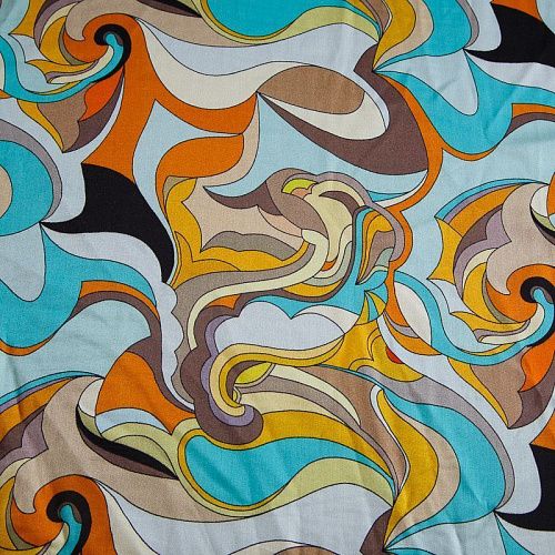 Шелк-штапель 069-18312 голубой мультиколор