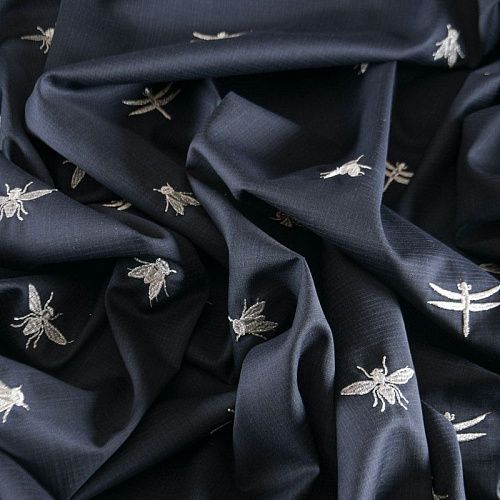 Ткань костюмная с вышивкой 025-12280 черный