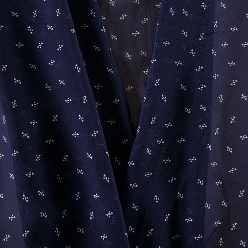 Шифон шелковый 068-12254 темно-синий принтованный