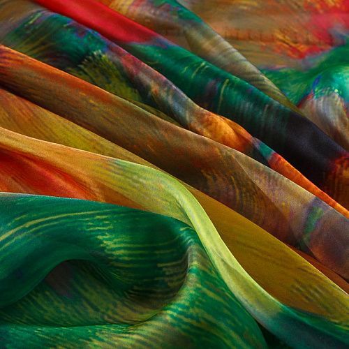 Шифон 068-17454 желто-красный мультиколор