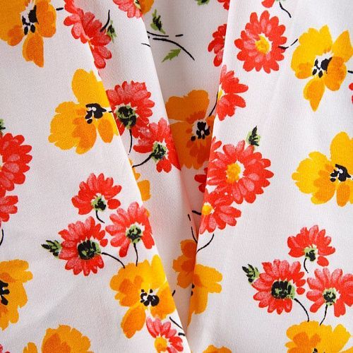 Коттон стрейч 063-12117 белый принтованный