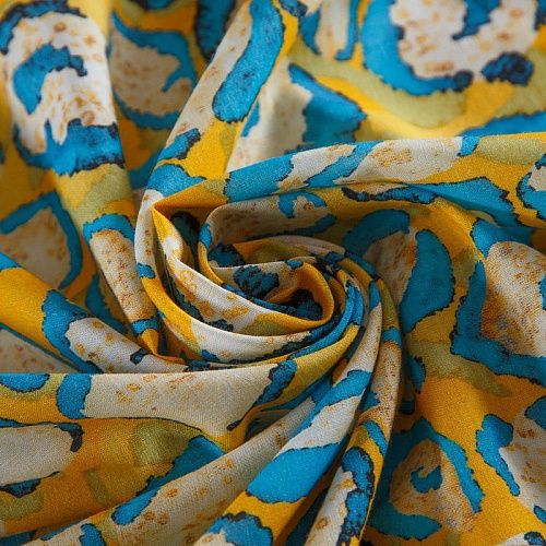 Хлопок стрейч 063-17517 желтый принтованный