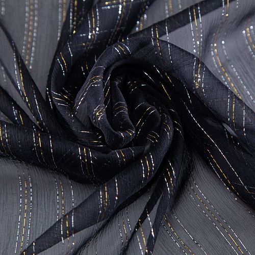 Шифон шелковый с люрексом 068-20346 черный