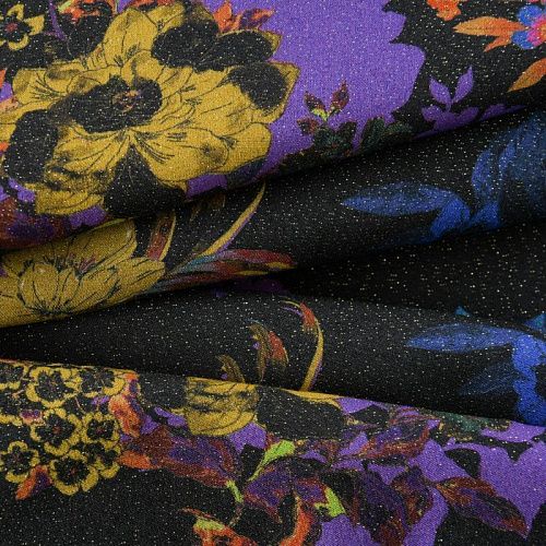 Вискоза с люрексом 009-12075 черный принтованный