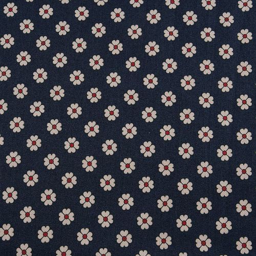 Коттон стрейч 063-11956 темно-синий принтованный