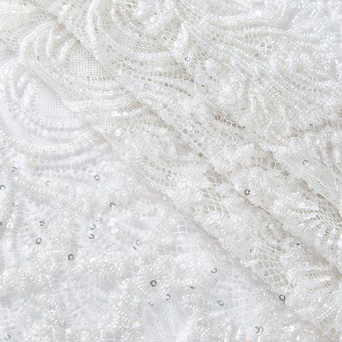 Шантильи с вышивкой и бисером 031-19787 теплый белый
