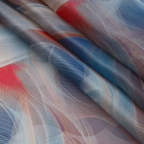 Шифон 068-17464 бело-голубой мультиколор