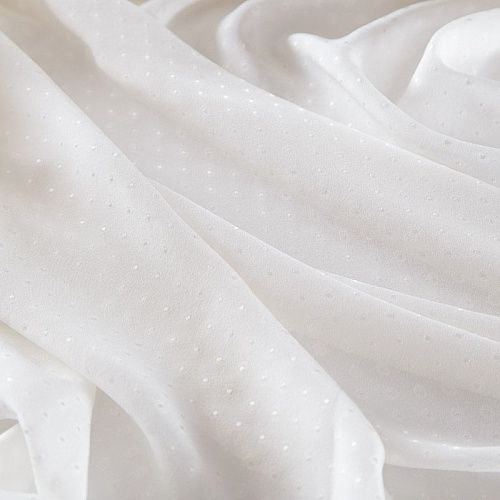 Шифон шелковый 068-16353 молочный жаккардовый