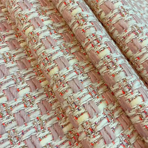 Твид шанель 052-11653 розово-молочный