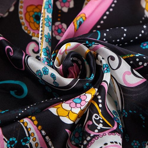 Шелк натуральный 064-12345 черный принтованный