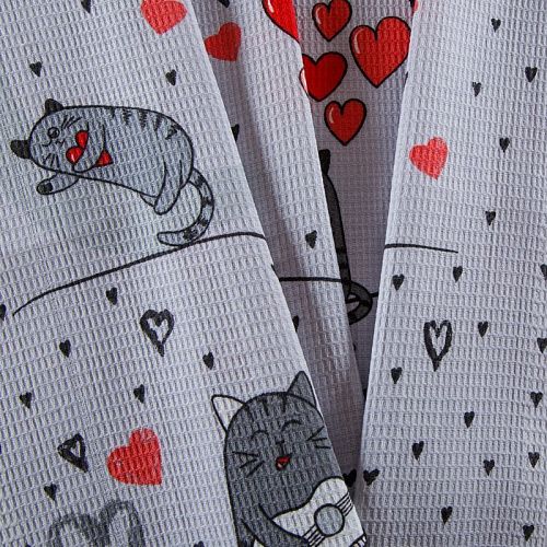 Полотно вафельное 007-13892 серый принтованный