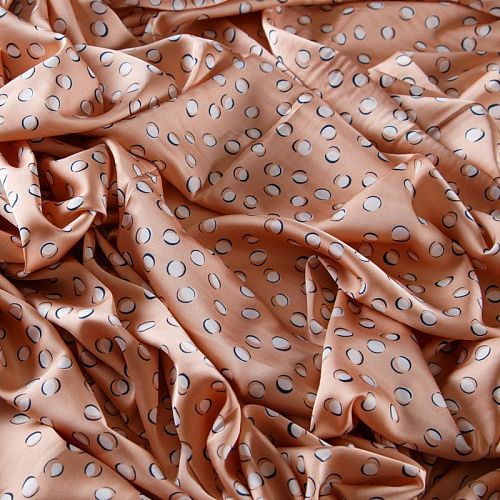 Шелк синтетический 065-13573 персиковый принтованный