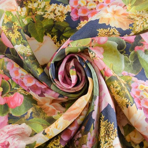 Вискоза 009-12033 пыльно-синий принтованный