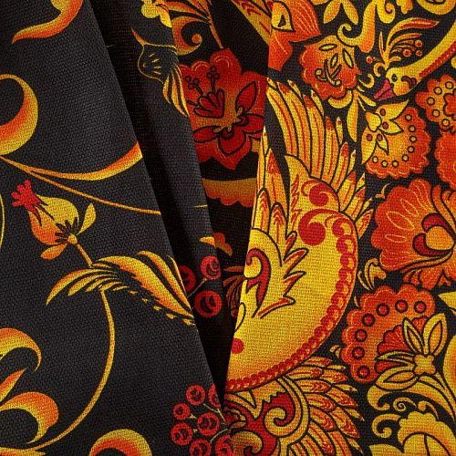 Рогожка 048-13897 черный принтованный