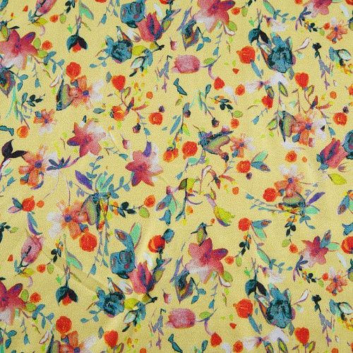 Креп 026-12413 желтый принтованный