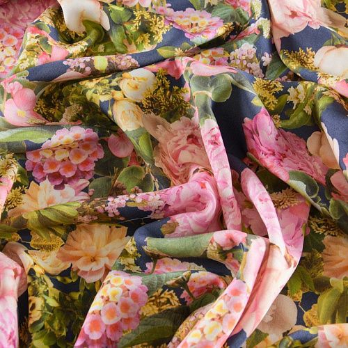 Вискоза 009-12033 пыльно-синий принтованный