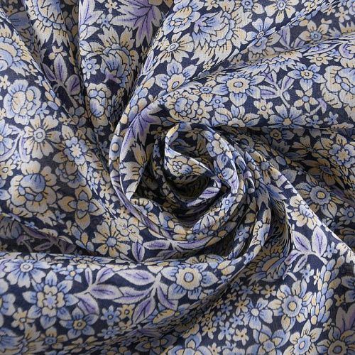 Батист 003-12147 темно-синий принтованный