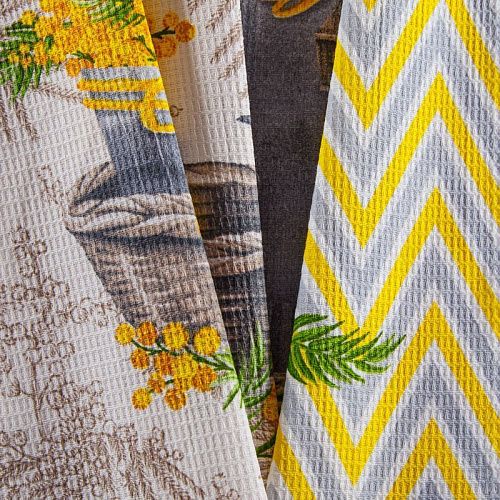 Полотно вафельное 007-13885 экрю принтованный