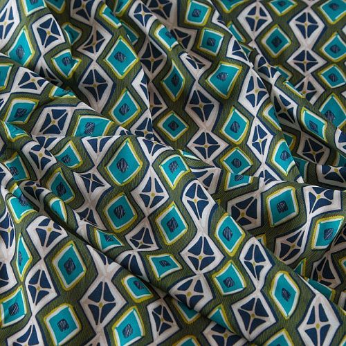 Штапель 069-16621 зеленый принтованный