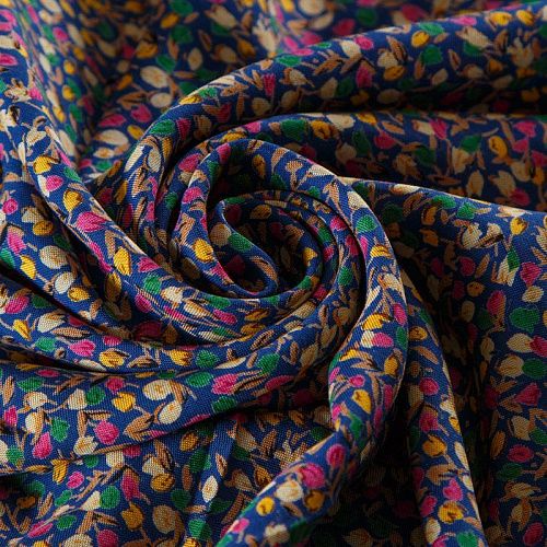 Штапель 069-13561 темно-синий принтованный