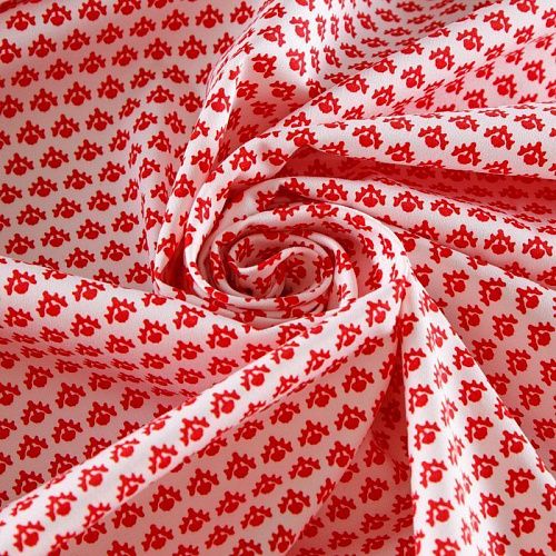 Коттон стрейч 063-12210 белый принтованный