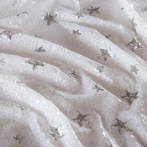 Пайетки на сетке 055-16577 белый/серебро