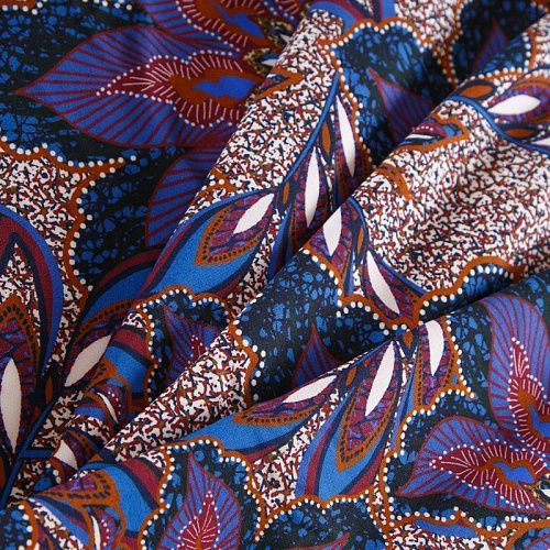 Креп 026-12183 васильковый принтованный