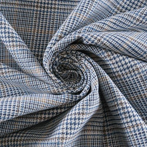 Лен натуральный 035-11973 голубой принтованный