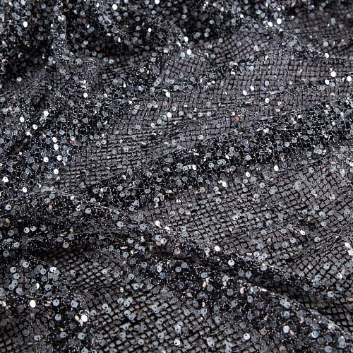 Сетка с пайетками 050-20755 черный меланж