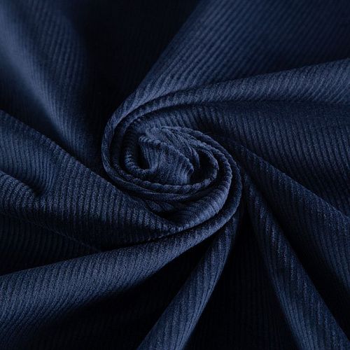 Вельвет стрейч 008-20784 темно-синий однотонный