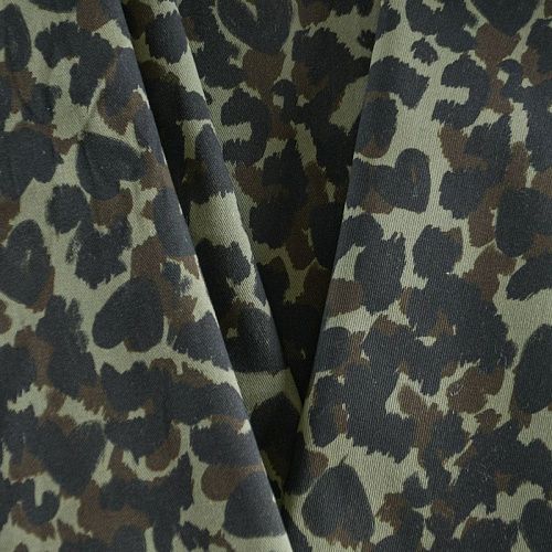 Коттон стрейч 063-12057 зеленый принтованный